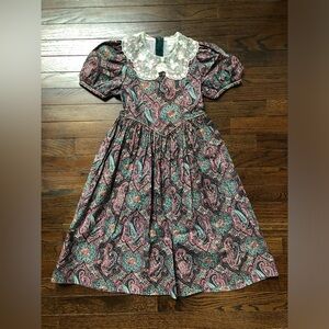 *VGUC* Rare Editions Girls 7 Vintage Purple Paisley Short-Sleeved A-Line Dress